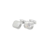 Sterling silver tiered octagonal cufflinks with polished finish.
