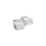 Sterling silver tiered octagonal cufflinks with polished finish.