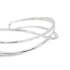Sterling silver cuff bangle with open triple-strand curved crossover design, polished finish, 22mm wide, 60mm inner measurement.