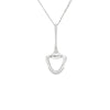 18ct white gold necklet with a fine 45 cm trace link chain and an elongated stirrup-shaped pendant, polished finish.
