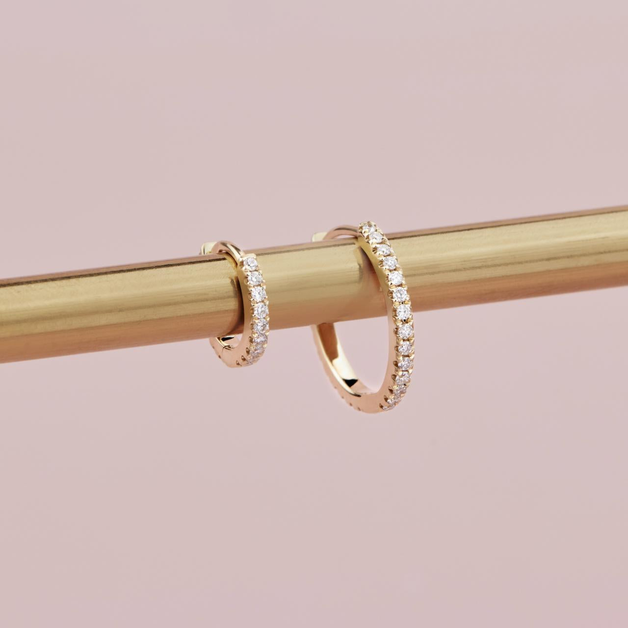 Single Diamond Huggie Yellow Gold Earring