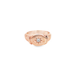 Diamond Star Set Signet Ring Rose Gold