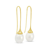 South Sea Pearl Long Hook Earrings Yellow Gold