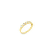 Horizontal Emerald Cut Diamond Yellow Gold Ring