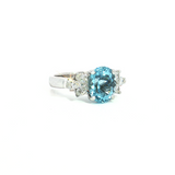 Aquamarine and Diamond Cluster White Gold Ring