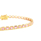 Pink Sapphire Octagonal Link Yellow Gold Bracelet