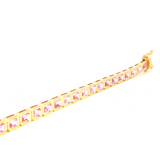 Pink Sapphire Octagonal Link Yellow Gold Bracelet