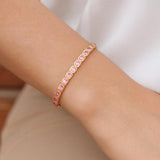Pink Sapphire Octagonal Link Yellow Gold Bracelet
