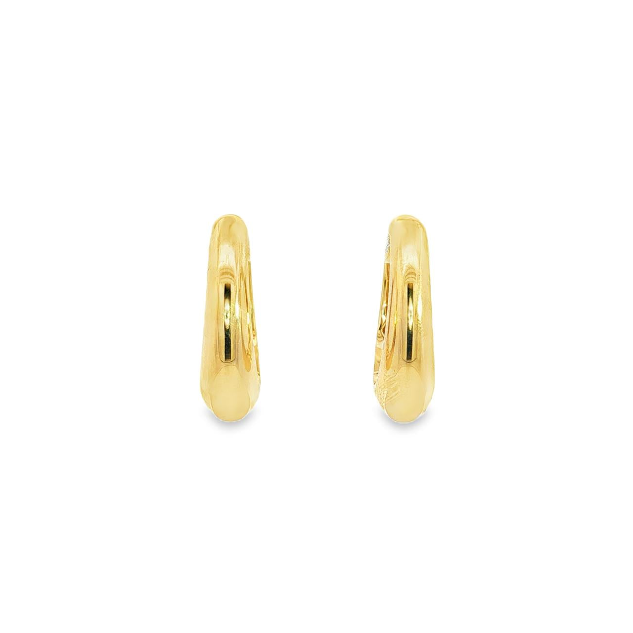 9ct yellow gold graduated puff huggie earrings.