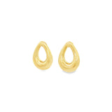 Open Puff Pear Stud Earrings Yellow Gold