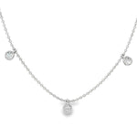 18ct white gold necklace with five bezel set diamond drops on fine chain