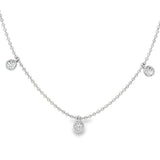 18ct white gold necklace with five bezel set diamond drops on fine chain