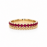 Ruby Beaded Band Ring Yellow Gold