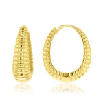 9ct yellow gold huggie earrings with tapered ridged oval design