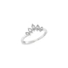 18ct white gold tiara-style diamond ring featuring five marquise-shaped settings with round brilliant cut diamonds in a curved design.