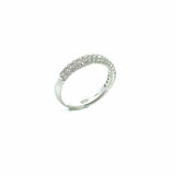 18ct white gold domed ring with three rows of round brilliant cut diamonds totalling 0.75ct.