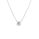 18ct white gold pendant with 0.50ct round brilliant diamond on adjustable trace chain.