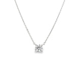 18ct white gold pendant with 0.50ct round brilliant diamond on adjustable trace chain.