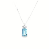 18ct white gold aquamarine pendant with fan-style pear and marquise diamond setting.