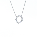 18ct white gold 18mm Circle of Life pendant with alternating large and small round brilliant cut diamonds (0.96ct total) on a fine 42cm trace link chain with parrot clasp.