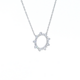 18ct white gold 18mm Circle of Life pendant with alternating large and small round brilliant cut diamonds (0.96ct total) on a fine 42cm trace link chain with parrot clasp.