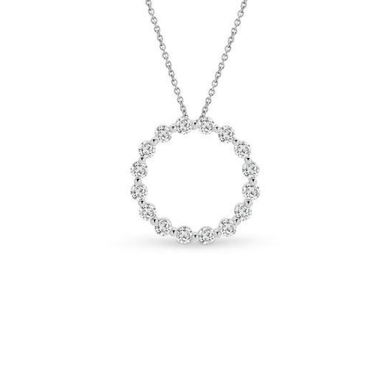 18ct white gold diamond Circle of Life pendant with claw-set open circle design.