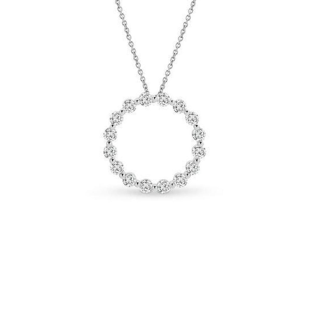 18ct white gold diamond Circle of Life pendant with claw-set open circle design.