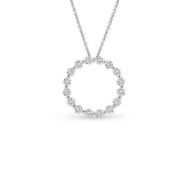 18ct white gold diamond Circle of Life pendant with claw-set open circle design.