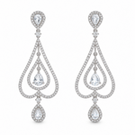 18ct white gold diamond chandelier earrings featuring layered teardrop settings and articulated diamond drops, totalling 2.69ct.