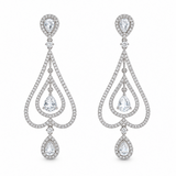18ct white gold diamond chandelier earrings featuring layered teardrop settings and articulated diamond drops, totalling 2.69ct.