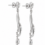 18ct white gold diamond chandelier earrings featuring layered teardrop settings and articulated diamond drops, totalling 2.69ct.