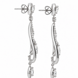 18ct white gold diamond chandelier earrings featuring layered teardrop settings and articulated diamond drops, totalling 2.69ct.