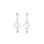 18ct white gold diamond drop earrings featuring pear-shaped articulated cluster drops with 302 round brilliant and pear rose-cut diamonds totalling 2.69ct.
