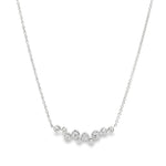 18ct white gold diamond necklet with bezel-set diamonds in a scattered bubble formation.