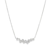 18ct white gold diamond necklet with bezel-set diamonds in a scattered bubble formation.