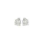 18ct white gold diamond stud earrings with round brilliant cut diamonds in four claw settings.