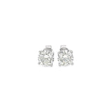 18ct white gold diamond stud earrings with round brilliant cut diamonds in four claw settings.