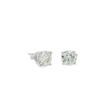 18ct white gold diamond stud earrings with round brilliant cut diamonds in four claw settings.