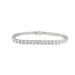 18ct white gold diamond tennis bracelet with round brilliant cut diamonds in four-claw settings.