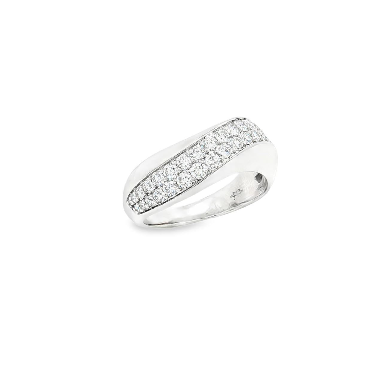 18ct white gold wave-design pavé diamond ring.