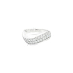 18ct white gold wave-design pavé diamond ring.