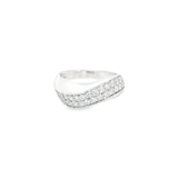 18ct white gold wave-design pavé diamond ring.