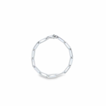 9ct white gold elongated oval paperclip link bracelet with parrot clasp.