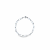 9ct white gold elongated oval paperclip link bracelet with parrot clasp.