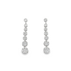 18ct white gold graduated cluster diamond drop earrings with articulated settings.