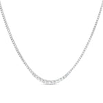 18ct white gold graduating diamond tennis necklet with four-claw settings.