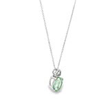 9ct white gold green beryl and diamond pendant with oval green beryl and triangular diamond accent.