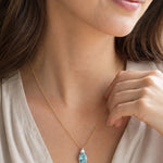 9ct white gold oval aquamarine and diamond pendant with triangular diamond accent.