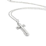 18ct white gold overlaid cross pendant with polished and matte finish.