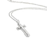 18ct white gold overlaid cross pendant with polished and matte finish.